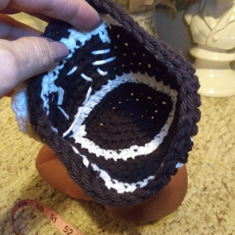 Baby Girl Hand Crocheted Football Themed Beanie - Picture 7 of 8